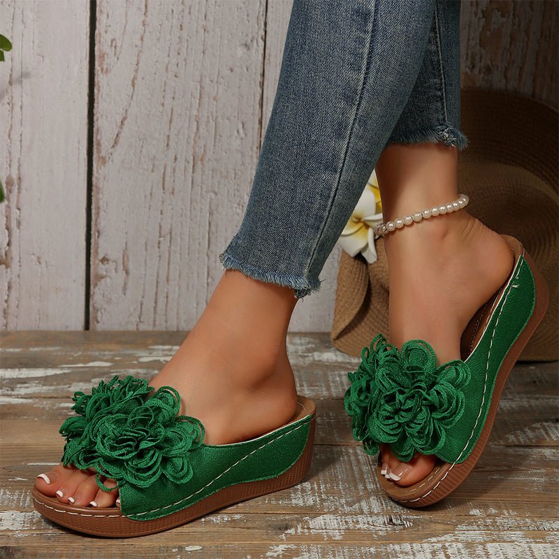 Fayla Flower Accent Slip On Wedge Sandals Product Image 09