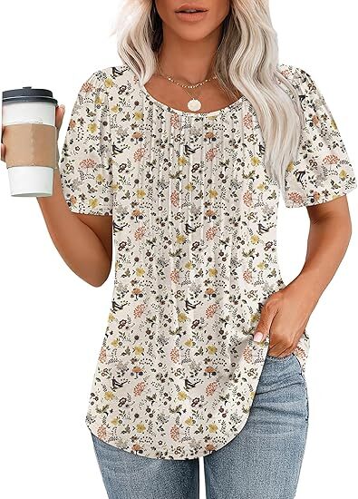 Liora Pleated Short Sleeve Scoop Neck Top Product Image 15