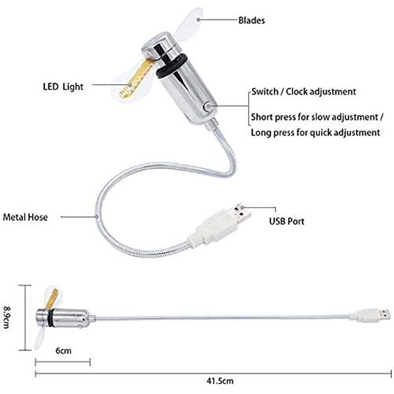 Loftair Flexible Usb Desk Fan Led Clock Temperature Readout Product Image 09