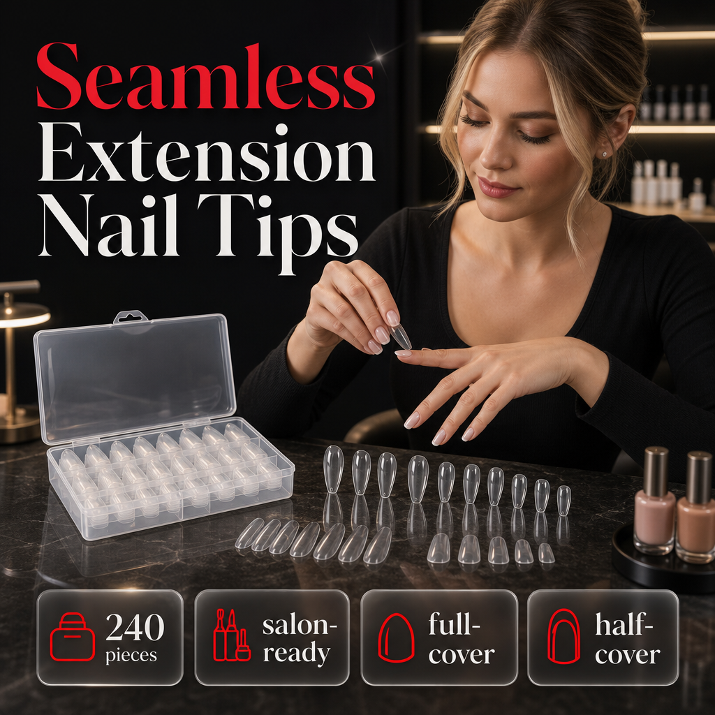 Almond Nail Extension Tips Clear Flexible Product Image 02