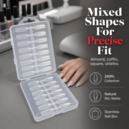 Almond Nail Extension Tips Clear Flexible Product Image 03