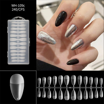 Almond Nail Extension Tips Clear Flexible Product Image 10