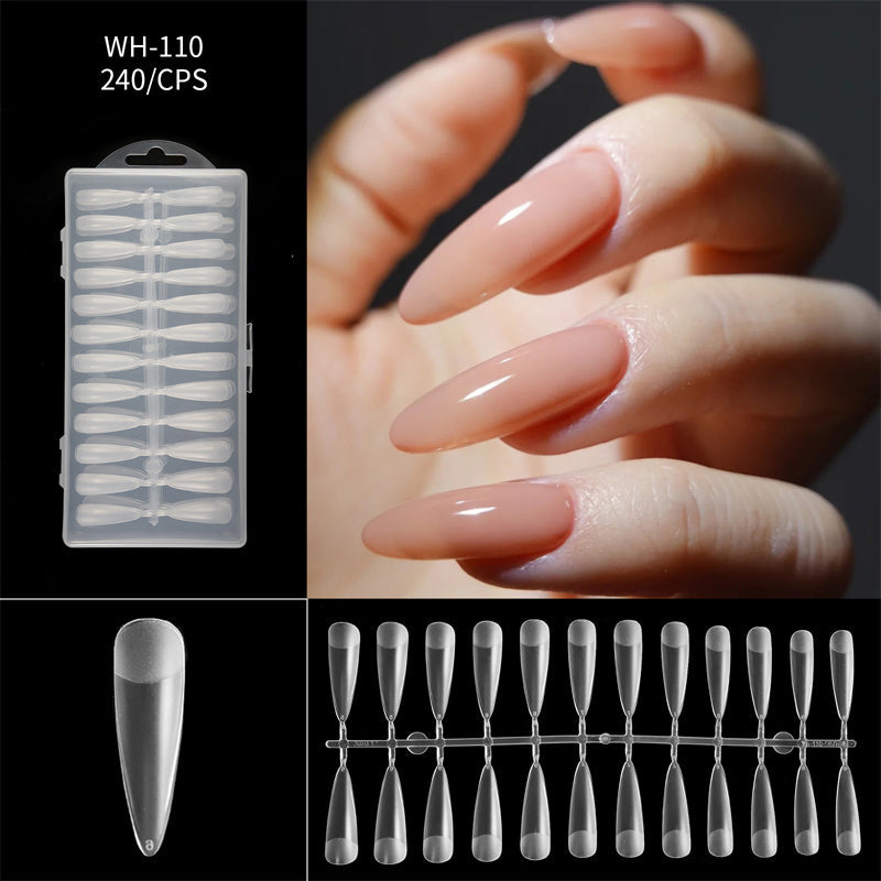 Almond Nail Extension Tips Clear Flexible Product Image 23