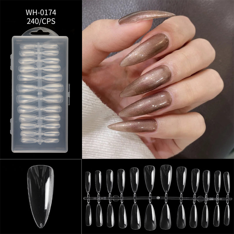 Almond Nail Extension Tips Clear Flexible Product Image 28