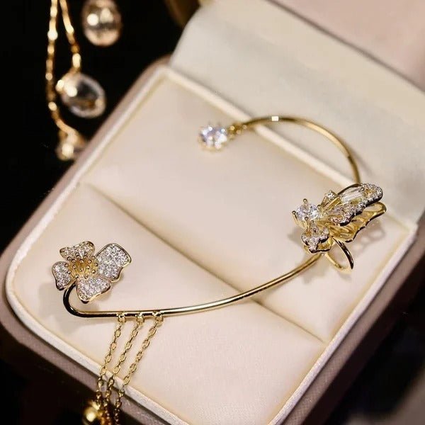 Aurora Butterfly Zirconia Tassel Earrings Product Image 06
