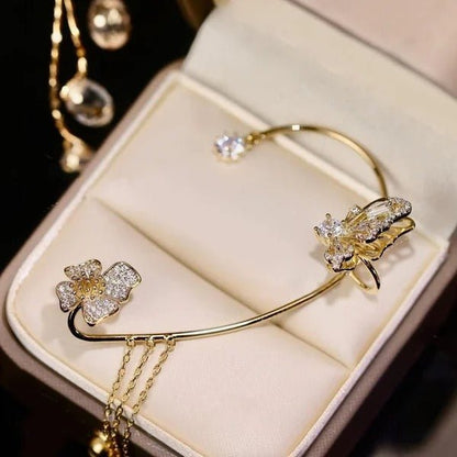 Aurora Butterfly Zirconia Tassel Earrings Product Image 06