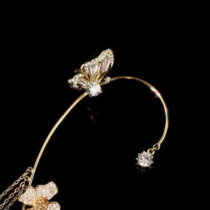 Aurora Butterfly Zirconia Tassel Earrings Product Image 07