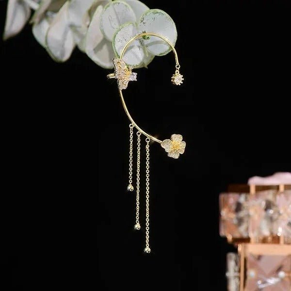 Aurora Butterfly Zirconia Tassel Earrings Product Image 09