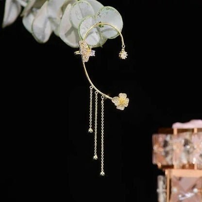 Aurora Butterfly Zirconia Tassel Earrings Product Image 09