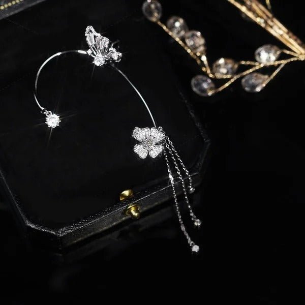 Aurora Butterfly Zirconia Tassel Earrings Product Image 10