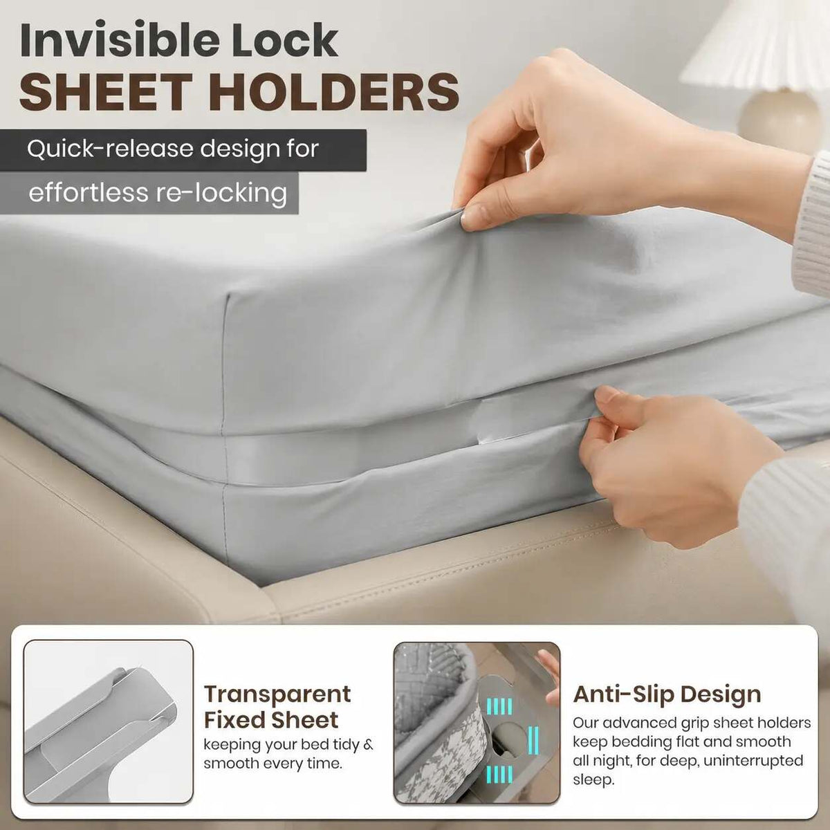 Bed Sheet Corner Clips Clear Adjustable Product Image 02
