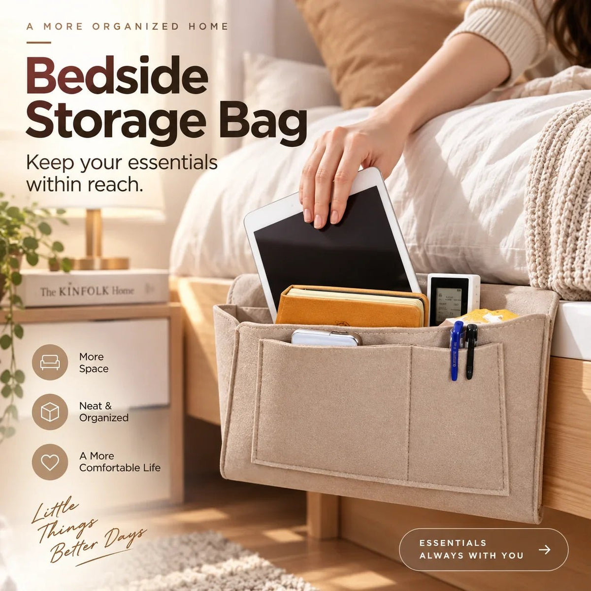 Bedside Felt Caddy Multi Pocket Organizer Product Image 03
