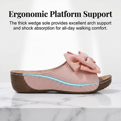 Breeze Bow Wedge Sandals Slip On Peep Toe Product Image 03