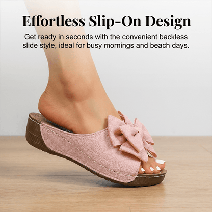 Breeze Bow Wedge Sandals Slip On Peep Toe Product Image 04