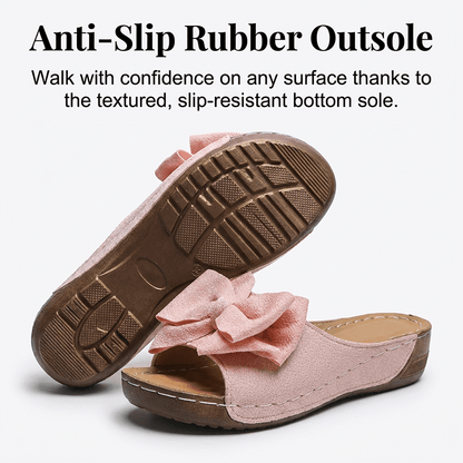 Breeze Bow Wedge Sandals Slip On Peep Toe Product Image 06