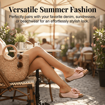 Breeze Bow Wedge Sandals Slip On Peep Toe Product Image 08