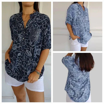 Breezy Floral V Neck Shirt Product Image 02