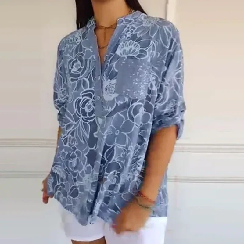 Breezy Floral V Neck Shirt Product Image 04