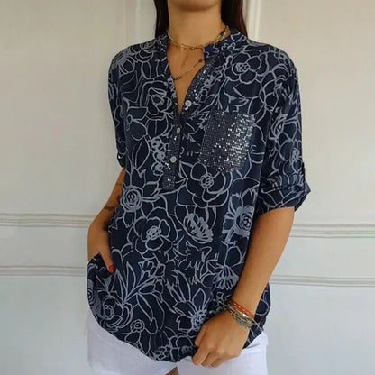 Breezy Floral V Neck Shirt Product Image 06