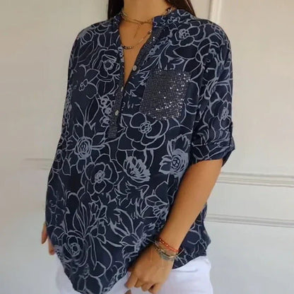 Breezy Floral V Neck Shirt Product Image 07