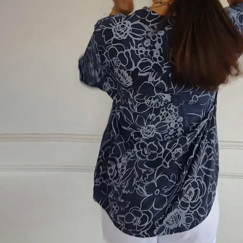 Breezy Floral V Neck Shirt Product Image 08