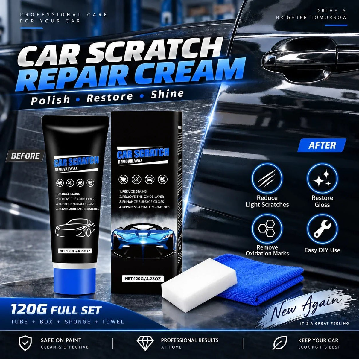 Car Paint Care Wax Shallow Scratch Polish Product Image 02