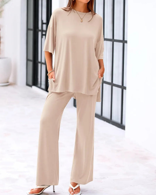 Carmela Relaxed Two Piece Outfit Wide Leg Pants Product Image 01