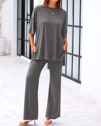 Carmela Relaxed Two Piece Outfit Wide Leg Pants Product Image 02