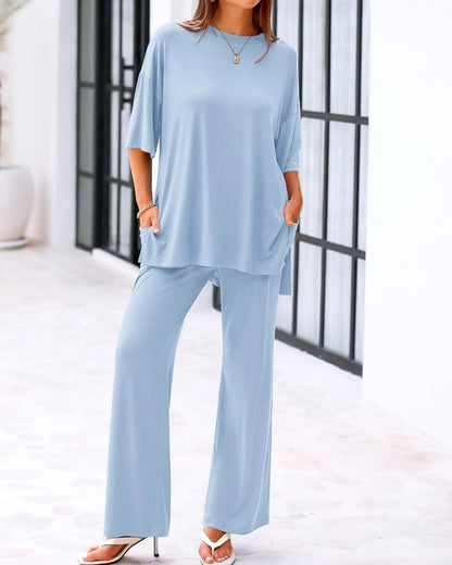 Carmela Relaxed Two Piece Outfit Wide Leg Pants Product Image 04