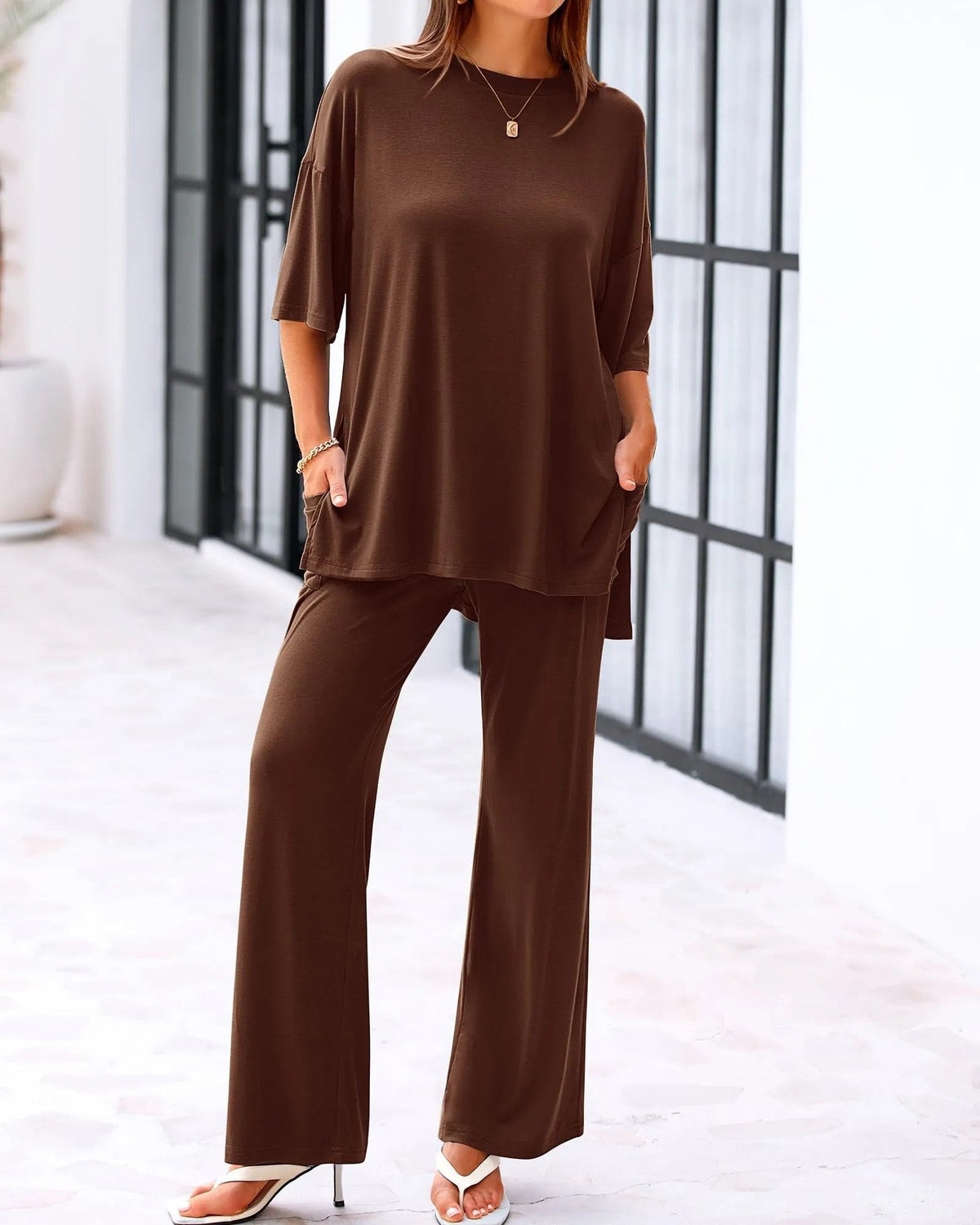 Carmela Relaxed Two Piece Outfit Wide Leg Pants Product Image 05