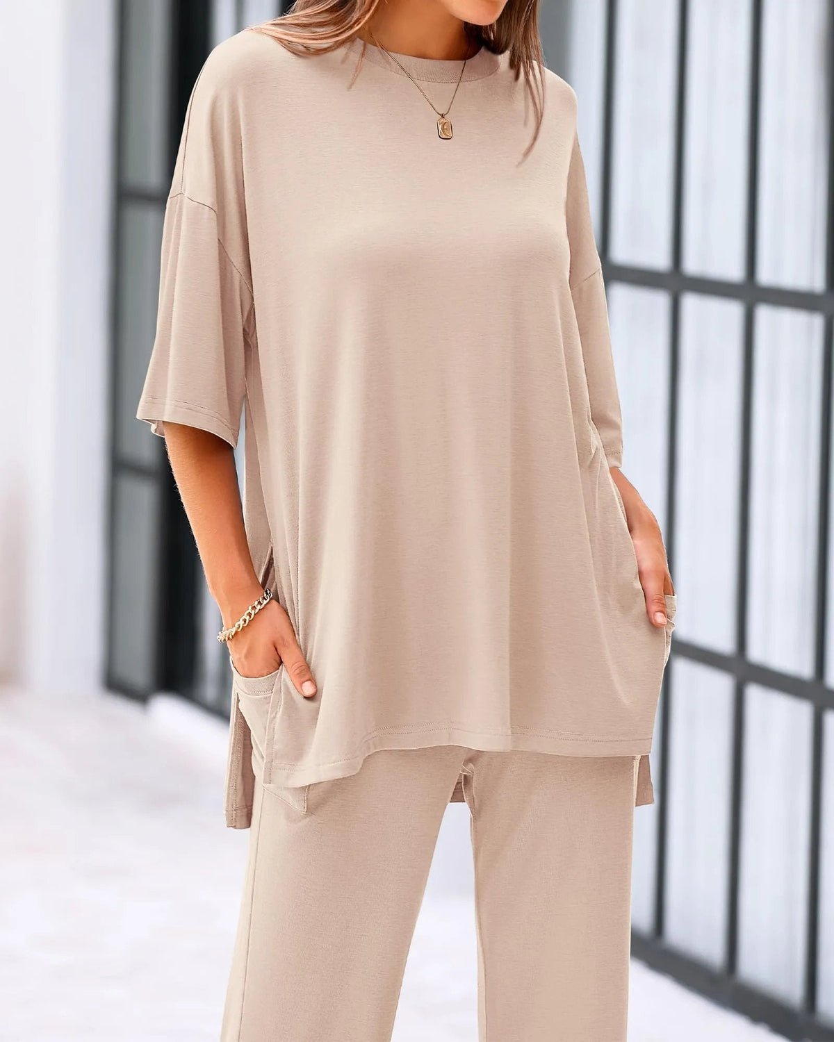 Carmela Relaxed Two Piece Outfit Wide Leg Pants Product Image 06