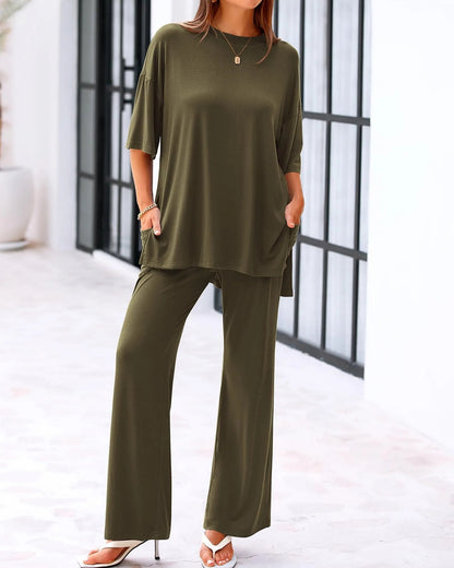 Carmela Relaxed Two Piece Outfit Wide Leg Pants Product Image 12