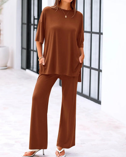 Carmela Relaxed Two Piece Outfit Wide Leg Pants Product Image 13