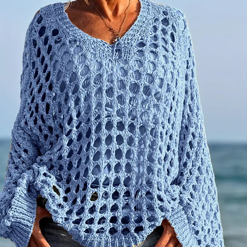 Celeste Crochet Knit Womens Relaxed Top Product Image 01