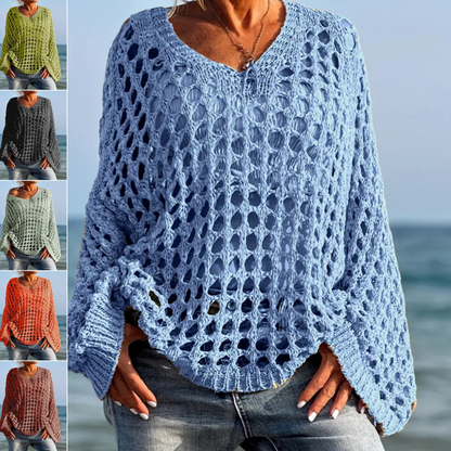 Celeste Crochet Knit Womens Relaxed Top Product Image 02