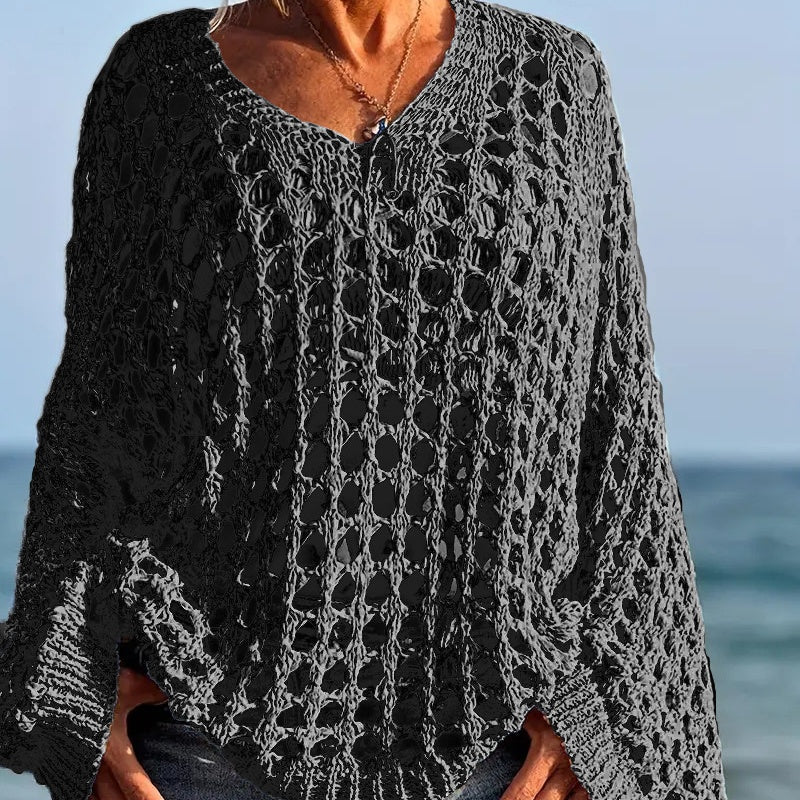 Celeste Crochet Knit Womens Relaxed Top Product Image 03