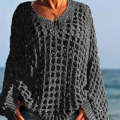 Celeste Crochet Knit Womens Relaxed Top Product Image 03
