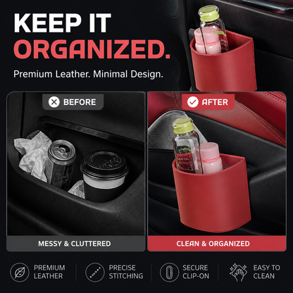 Clip On Car Cup Holder Pu Leather Product Image 02