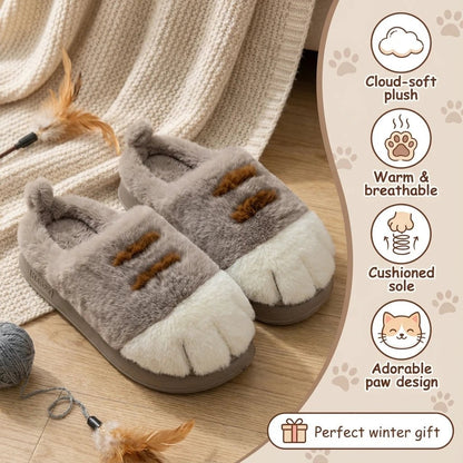 Comfy Paw Print Plush Slippers Product Image 03
