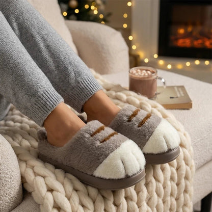 Comfy Paw Print Plush Slippers Product Image 05