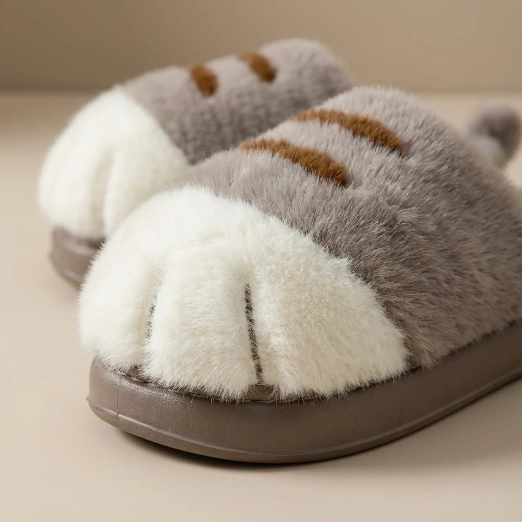 Comfy Paw Print Plush Slippers Product Image 07