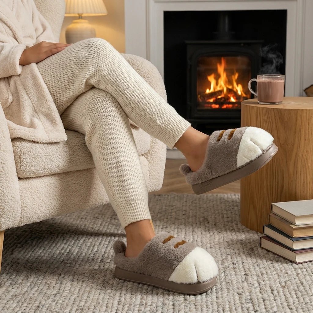 Comfy Paw Print Plush Slippers Product Image 09