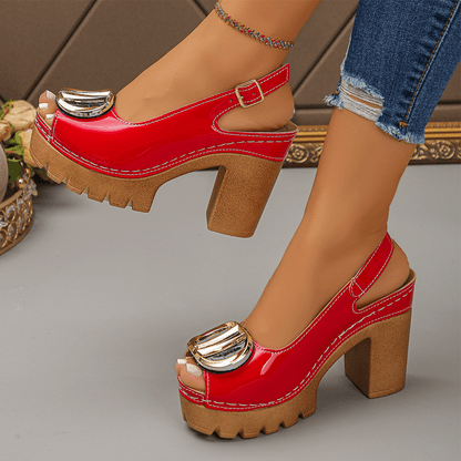 Cora Block Heel Peep Toe Slingback Sandals Product Image 05