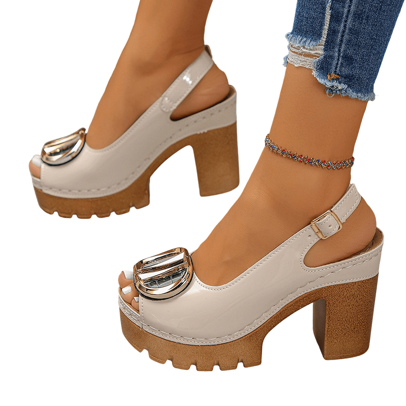Cora Block Heel Peep Toe Slingback Sandals Product Image 10