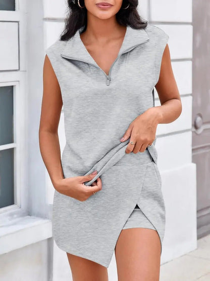 Courtflex Sleeveless Half Zip Skort Set Product Image 04