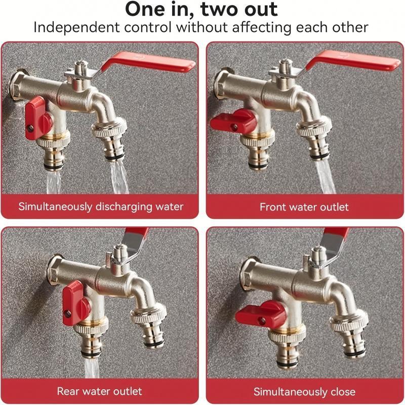 Diverter Garden Faucet Stainless Steel Two Outlet Hose Bib Product Image 02