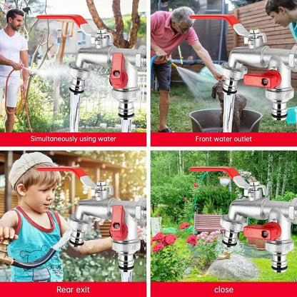 Diverter Garden Faucet Stainless Steel Two Outlet Hose Bib Product Image 06