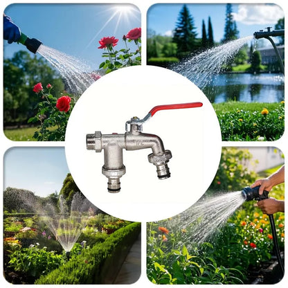 Diverter Garden Faucet Stainless Steel Two Outlet Hose Bib Product Image 07