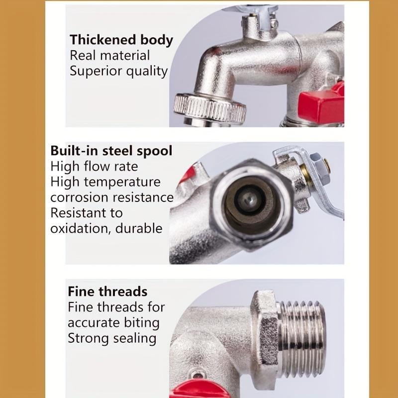 Diverter Garden Faucet Stainless Steel Two Outlet Hose Bib Product Image 08