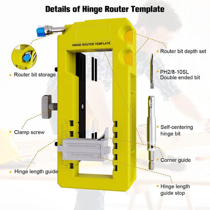 Doormate Router Hinge Template Adjustable Mortise Guide Kit Product Image 05